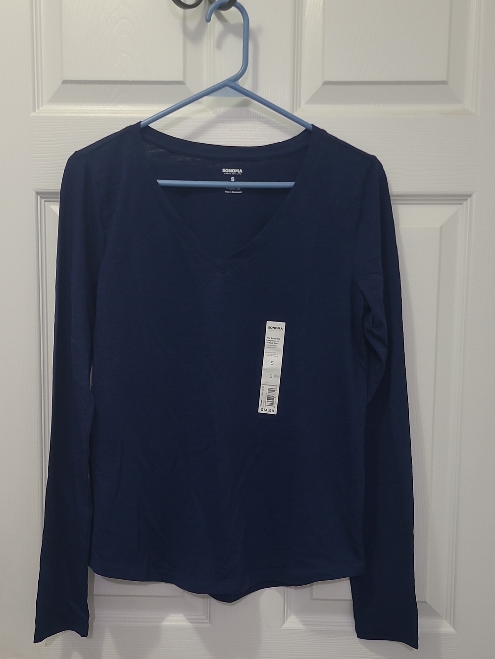 SONOMA Everyday Blue V-Neck Long Sleeve Women's Top